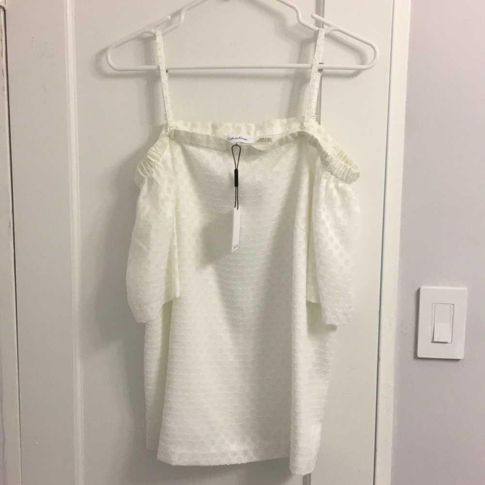 Calvin Klein White Off the Shoulder Top